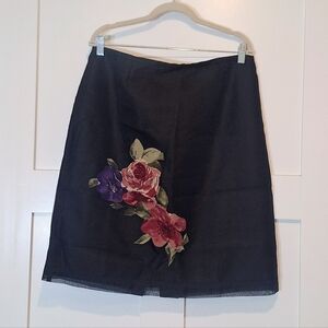 Coldwater Creek Silk Skirt Lined Black Size 16